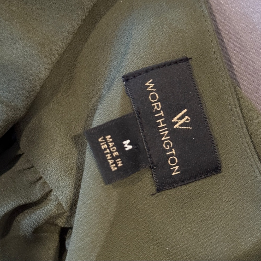 Worthington Olive Green Long Sleeve Blouse - Picture 10 of 11